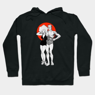 Beach swimsuit girl and strong man Hoodie